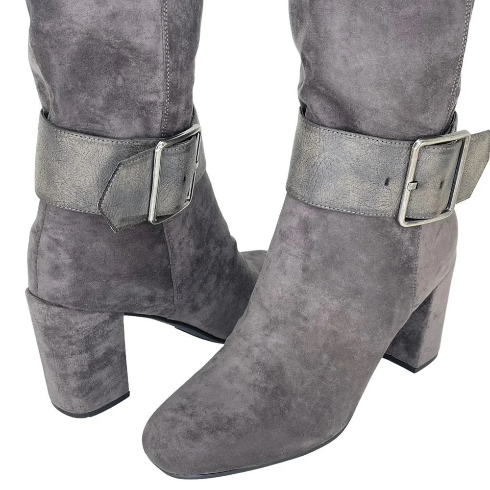White Mountain Katrina Grey Microsuede Fabric Knee High Womens Boots Size 10M - Picture 8 of 10